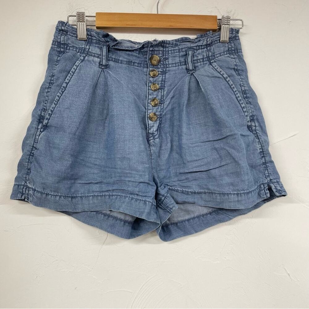 American Eagle Chambray Button Fly Womens Shorts 2 Casual Denim Summer Vacation - Picture 5 of 8